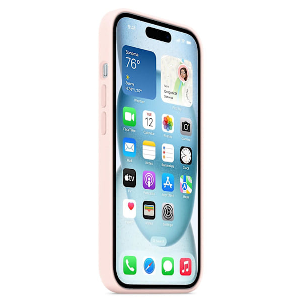 [QD] iPhone 15 Deksel Kompatibelt med MagSafe Ripebestandig Silikondeksel Rosa Pink iPhone 15