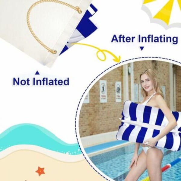 QU/2-delt Pool Float Hengekøye, 4-i-1 Multifunksjonell Oppblåsbar Pool Hengekøye med Mesh, Oppblåsbar Solseng for Voksne og Barn, Por