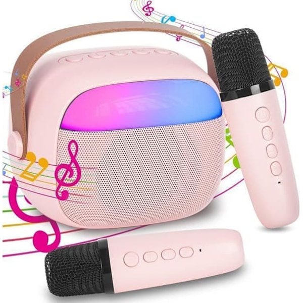 /QD/Karaokemikrofon - Barn - Bärbar - 2 mikrofoner - Bluetooth 5.0 - LED-ljudljus