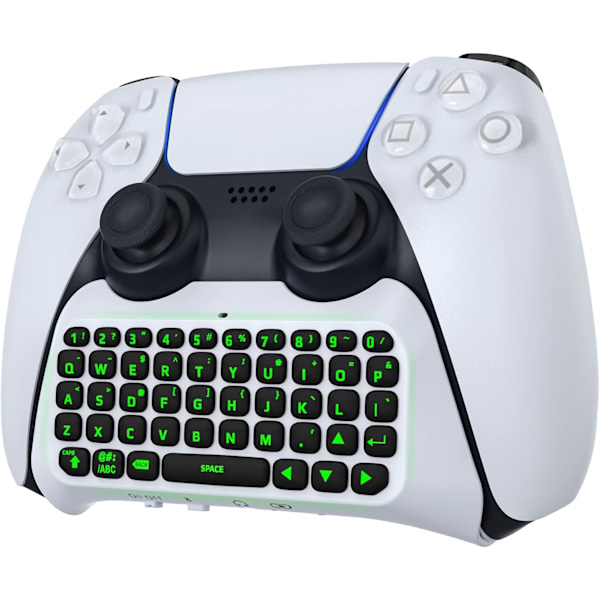 Grønt baggrundsbelyst tastatur til PS5-controller, PS5 trådløst minitastatur Chatpad til Playstation 5-controller med 3,5 mm lydstik_qp White