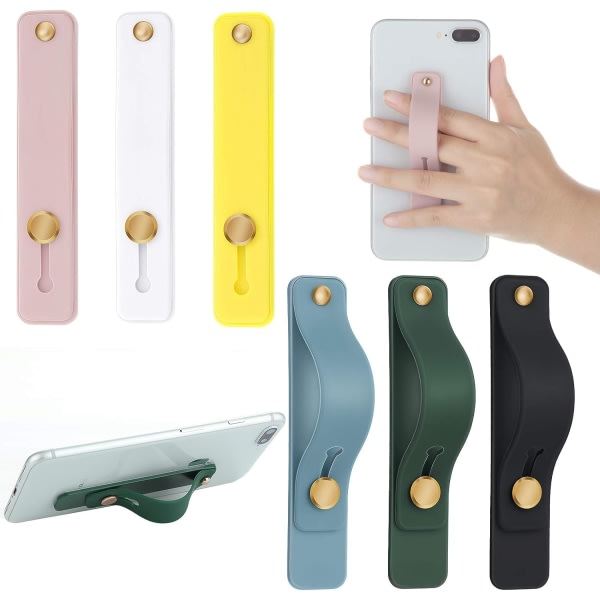 6 delar Telefonrem Grip Hållare Finger Mobiltelefon Grip Chic Colors
