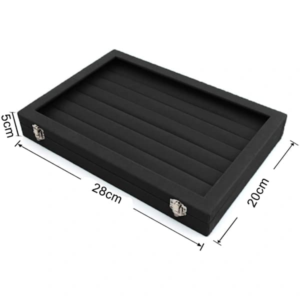 QD-Ringbox Smyckesförvaring Sammet Display Smyckeskrin Med 7 Fack