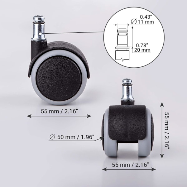 QU*(för … Stolar) gummihjul 50 mm kontorstol underlag for erstatning svingbare universelle stilker tvillinghjul