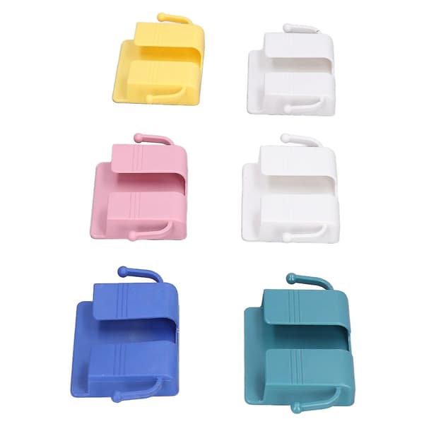 6 Pcs Wall Mounted Phone Holder Self-Adhesive Remote Control Storage Box Wall Beside Charging Phone Stand for Bedroom