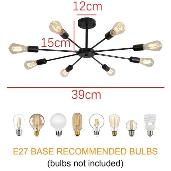 Ceiling Lights - Modern Ceiling Lamp with 8 Lamp Holders, E27 Base (Bulbs Not Included)