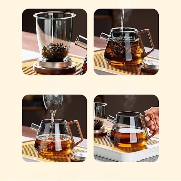 QU.GIANXI Kaffemaskine Familie Glas Tekande Sæt Klart Glas Tekop Kung Fu Lille Tekop Pyrex Te Sæt Blomst Tekande