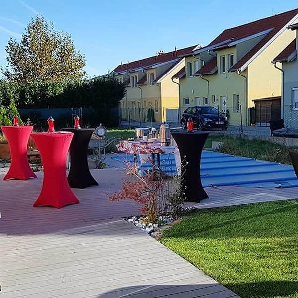 Blå Dream Cocktailbordsovertræk Sort 80 Tommer Strækbart Rundt Bordovertræk