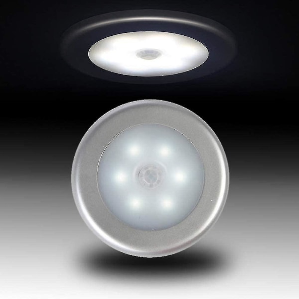 Garderobslampa/led-skåp,6st lampor Garderob Nattljus,led-belysning rörelsedetektor,(batteridriven) True white
