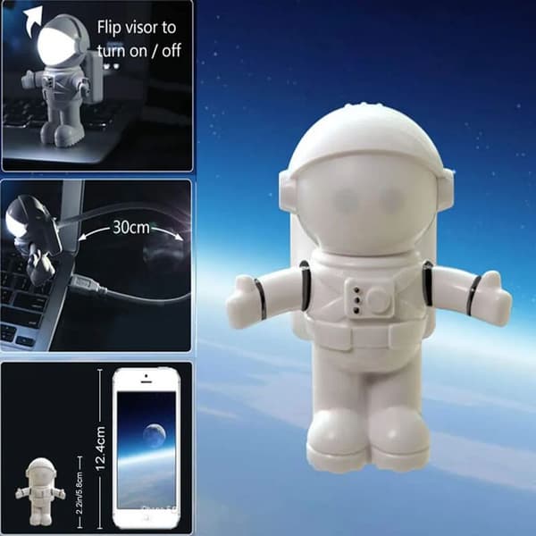Søt astronaut rommann USB justerbar nattlampe for datamaskin PC LED-lampe