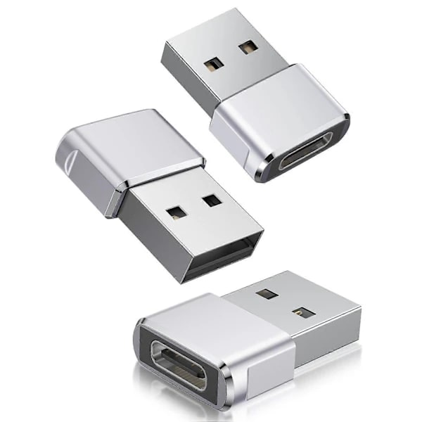 USB til USB C Adapter 3-pak, Type C Hun til USB A Han Konverter