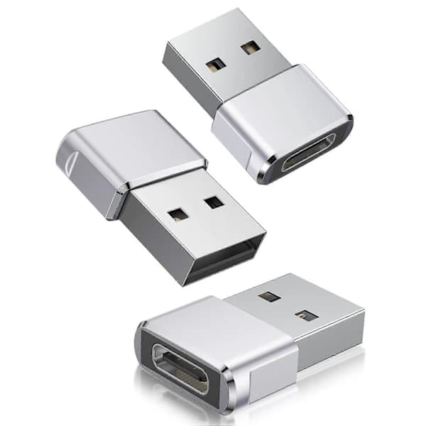 USB till USB C Adapter 3-pack, Typ C Hona till USB A Hane Konverterare