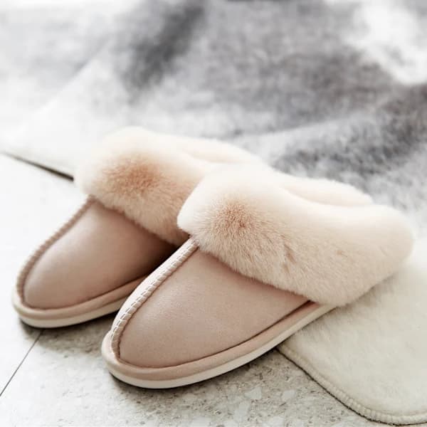 2023 Bomullstofflor Vadderade med Kashmir Thermal Tofflor (39-40) Risvit 39-40