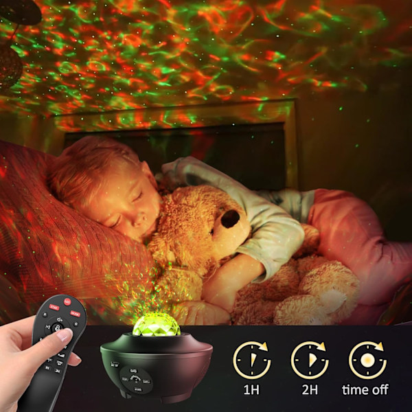 QU*LED-stjernehimmelprojektor, Galaxy stjernehimmelprojektor, lampe stjernehimmel med timer/fjernkontroll/Bluetooth-høyttaler for barn