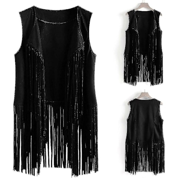 QD-70-luvun naisten topit denim-paita disco-hapsuliivi takki Musta Black 3XL