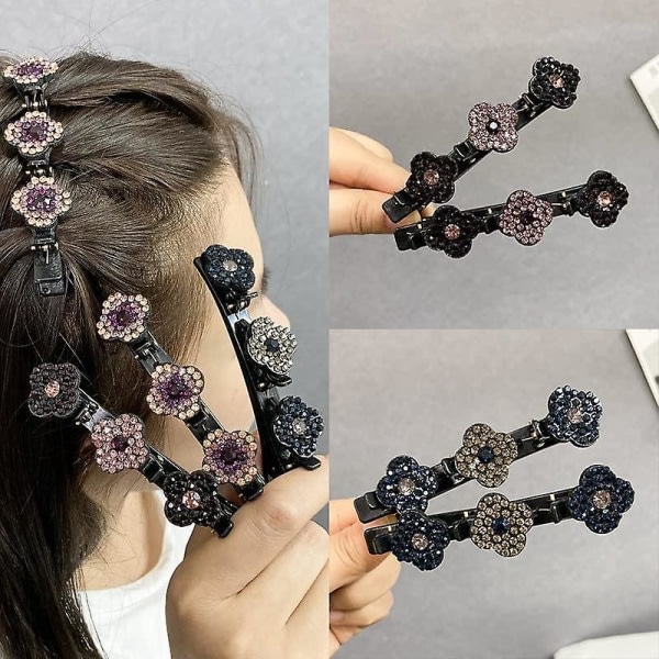 4 st satintyg hårband, tre blommor sida hårspänne