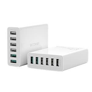 Laddare 6x USB Blitzwolf BW-S15, QC 3.0, 60 W (vit)