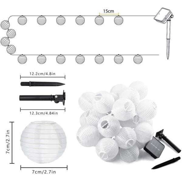 Solcell Rislampa Ljusslinga Papperslykta LED 3,5m 10 Lyktor_qq