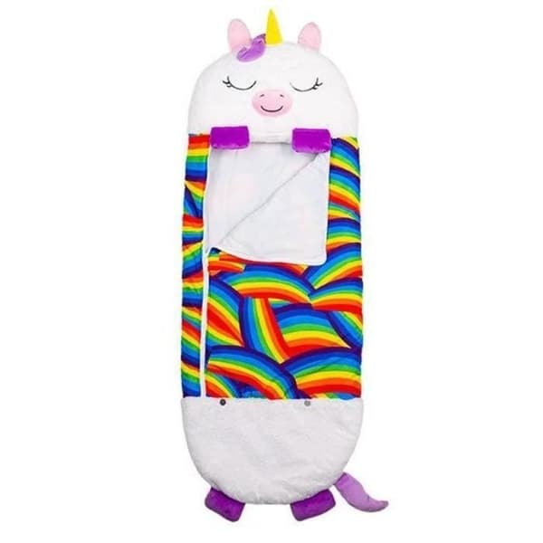 /QD/Sovsäck för barn - Happy Nappers - 137x50cm - Bomull - Integrerad kudde - Vit