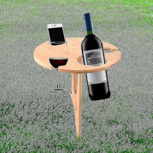 \"QD\" Fällbart Vinbord, Trä Utepicknickbord, Bärbart Bocklitet Bord 2 I 1 Vinglasställ För Camping/Trädgård/Grill/Bankett/Picknickfest (trä