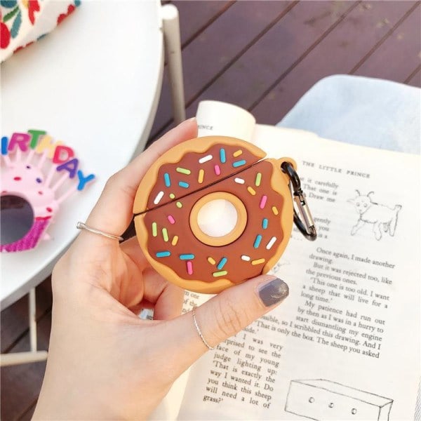 [QD] Sött fodral för AirPods 3, 3D Donut Design Silikonfodral Skyddande Stöttåligt Fodral med Nyckelring för AirPods Earbuds