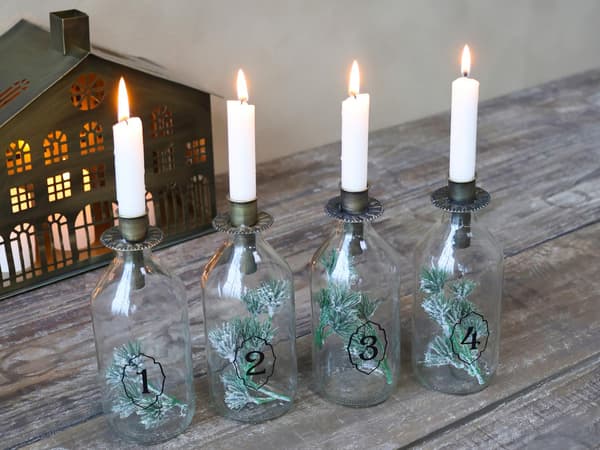 QQ-Adventflasker m lysholder 4 stk Chic Antique