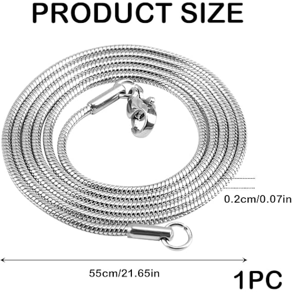 \"QD\" Damhalsband i sterlingsilver med ormkedja och sammetspåse, ormkedja, enkelt och generöst för både män och kvinnor