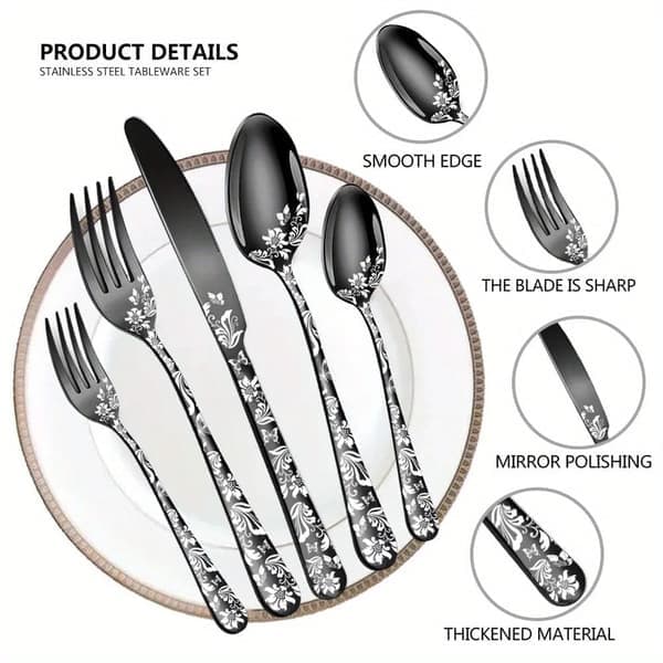 20-Piece Silverware Set, Stainless Steel, Mirror Polished Knife & Fork, Complete Dinner Service