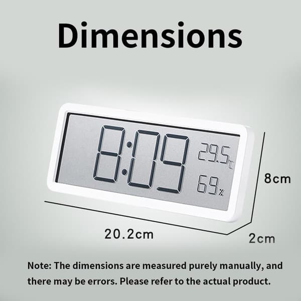 Digital väckarklocka LED-display med datum, temperatur och luftfuktighet för sovrum, vardagsrum, kontor, vit Simple White