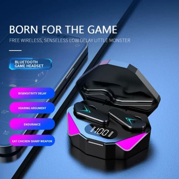 Trådløse RGB Gaming TWS Bluetooth Stereo In-Ear Hovedtelefoner USB-C Sort