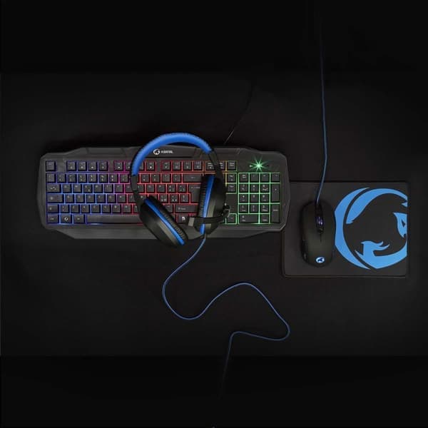 Gaming Combo Kit | 4-i-1 | Tastatur, headset, mus og musemåtte | Blå / Sort | QWERTY | IT Layout