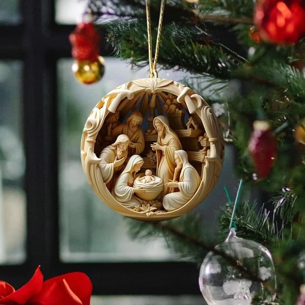 Akryl Hængende Julekrybbe Ornament 4