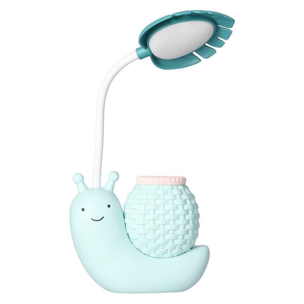 LED bordlampe med penholder Multifunktionel USB-opladning Sød skrivebordslampe til studerende BørnBlå