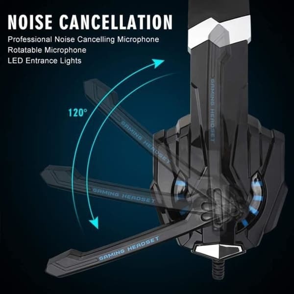 /QD/PS4 Peli Kuulokkeet Mikrofoni LED-valoilla ja Melua Vaimentavalla Mikrofonilla PS4, Xbox One, PC, Nintendo Switch - Sininen