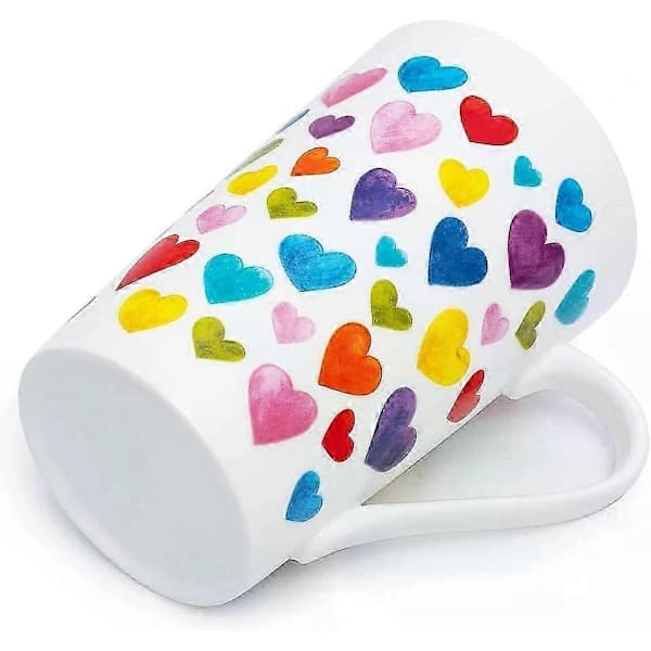 Heart Shaped Coffee Mug, 13 oz Bone China Cute Mug for Valentine's Day Christmas Gift