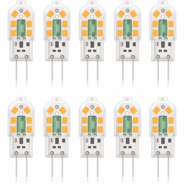 QQU-G4 2W LED-lampa, motsvarande 20W halogenlampor, varmvit 3000K, 200Lm, 12x SMD, 12V AC/DC - 10-pack [Energiklass A+]