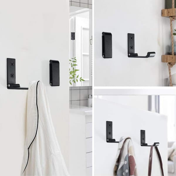 Foldbare kroge, vægmontering, til ophængning af frakker/håndklæder/nøgler/tasker, aluminium, mat sort, 6-pak