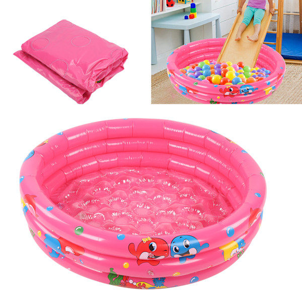 QU/Inomhus- och utomhusbabypool, rund uppblåsbar barnpool, vattenlekpool, rosa, 150 cm/59,1 tum