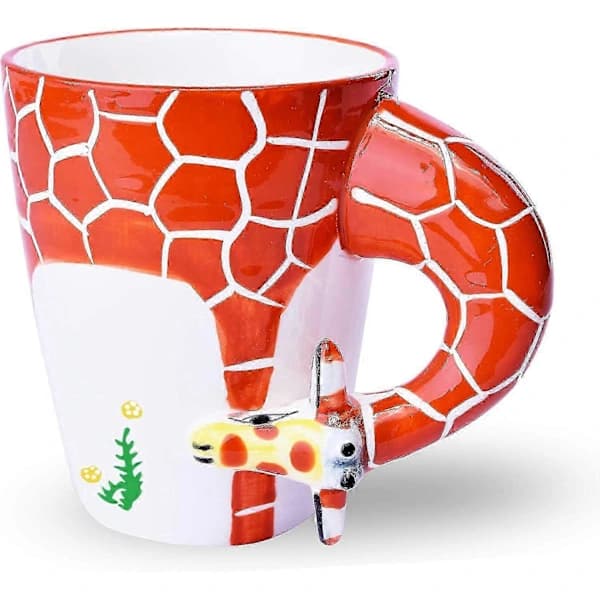 3D Handmålad Keramisk Djurmönstrad Kaffemugg (Giraff)-hy