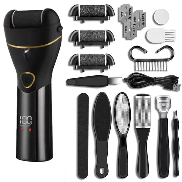 Electric Foot File with Various Accessories Rechargeable Black