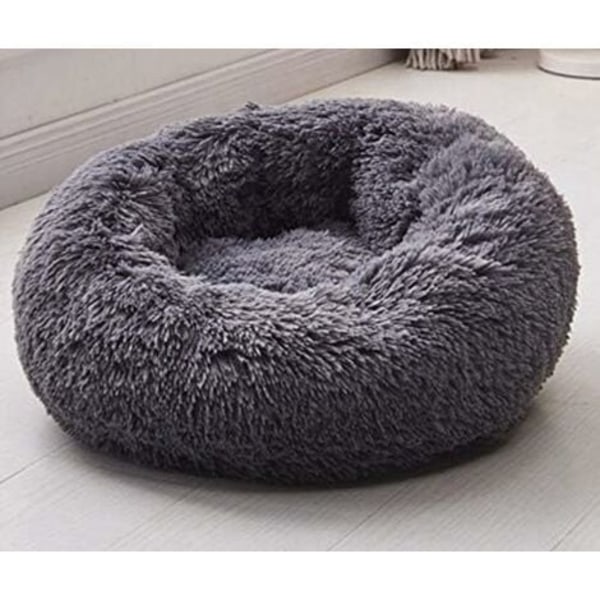 #QD#Pyöreä koiran ja kissan sänky, pehmokori Paksu talvipatjatyyny Pyöreä lemmikkisänky (XS/40 cm, tummanharmaa)