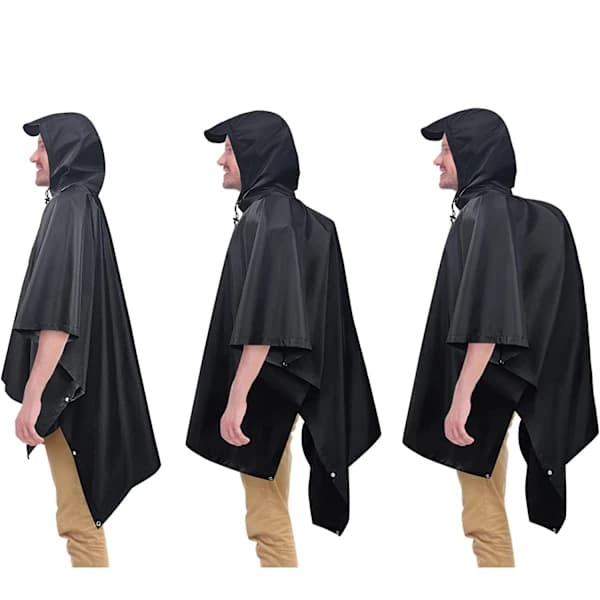 Regnponcho Herre & Dame Vanntett, 3 i 1 Poncho