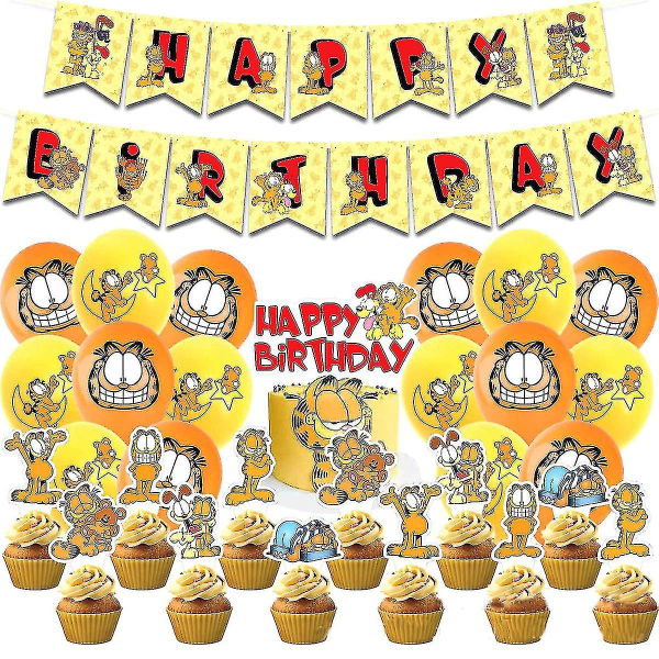 Garfields Grattis på födelsedagen Set Latexballonger Party Dekoration Kit Ba-1384