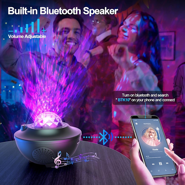 QU*LED-stjernehimmelprojektor, Galaxy stjernehimmelprojektor, lampe stjernehimmel med timer/fjernkontroll/Bluetooth-høyttaler for barn