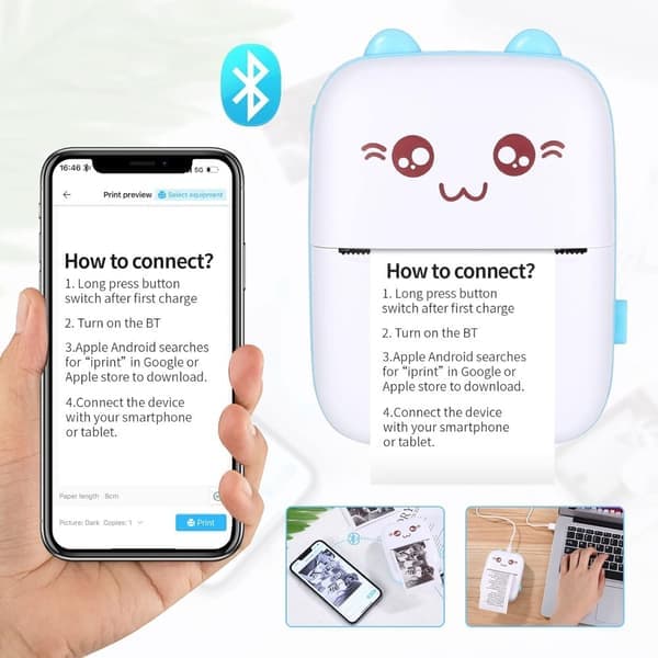 Mini Printer - Termisk fotoprinter - Mini Printer Bluetooth