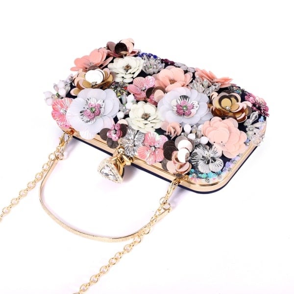 [QD] Dame Clutches Blomstrete Kveldsveske Kjedestropp Skulderveske