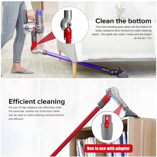 Lynudløseradapter til Dyson V7 V8 V10 V11 V15 støvsuger, rødt lavt tilbehør til møbler og hårde gulve, bærbart design