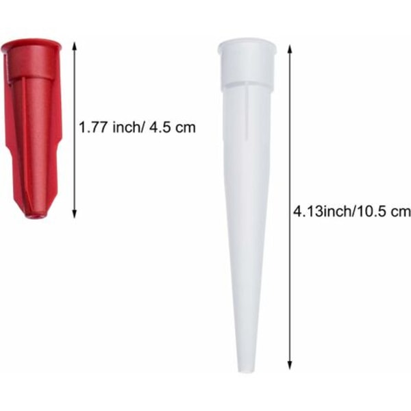 QQU-24 Pakke Fugemasse Dyse Hætter, Inkluderer 12 Pakke Hvide Fugemasse Dyser og 12 Pakke Røde Fugemasse Dyse Hætter, Plastik
