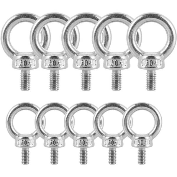 12 stk. Ring - M6 304 Rustfrit stål Løfteøjebolte Skruning E