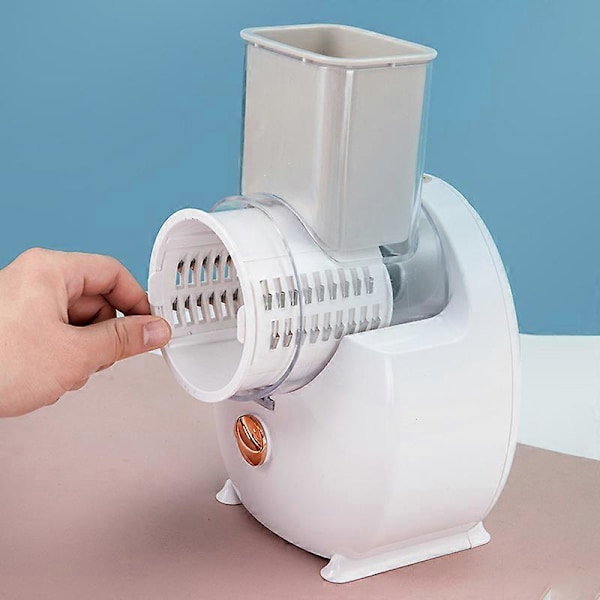 3-i-1 Multifunktionell Elektrisk Grönsaksskärare Automatisk Grönsaksskärare Skivare Potatis Rivjärn Strimlare med 3 Blad/QQP/ Pink