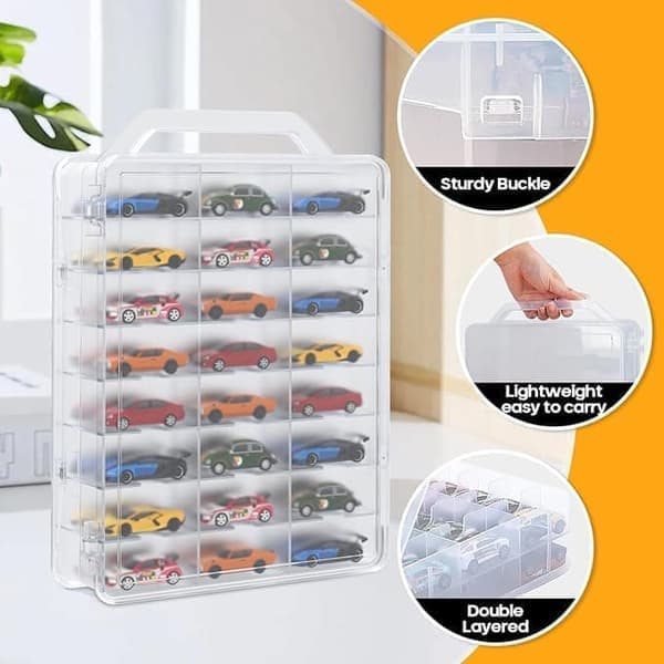 1/2-Pakke Dobbeltsidet Display Case / Opbevaringsskab til Modelbiler – 46/92 Rum Hylde til Samlerbiler